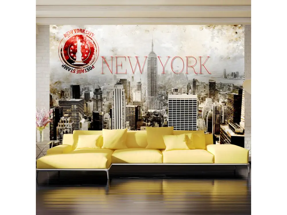 Papier peint intissé Ville et Architecture New York - POST AGE STAMP : Taille - 250 x 175 cm