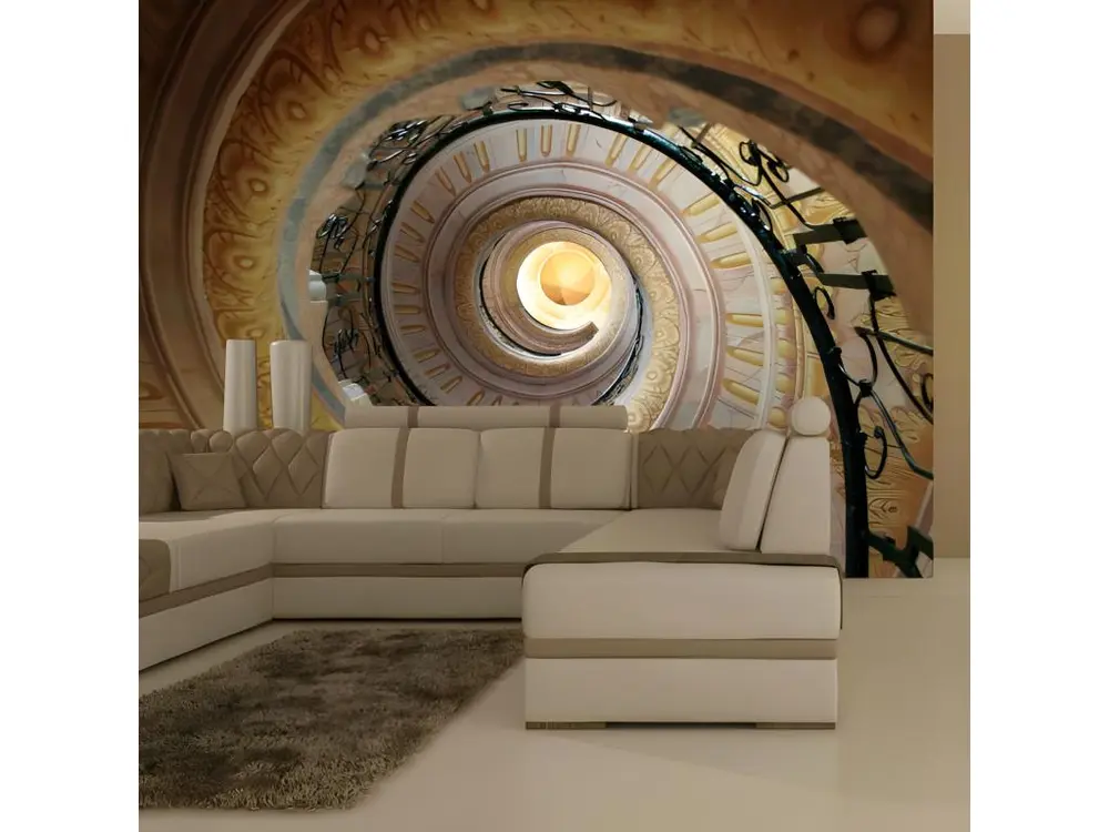 Papier peint intissé 3D et Perspective Decorative spiral stairs : Taille - 400 x 309 cm