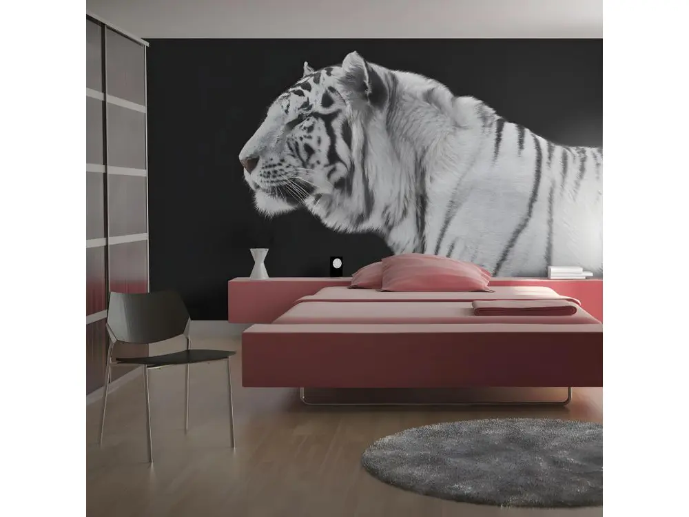 Papier peint intissé Animaux Tigre blanc : Taille - 350 x 270 cm