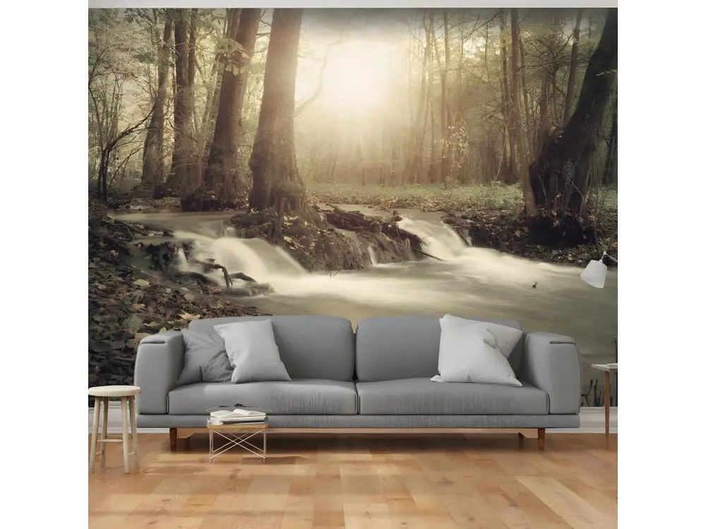 Papier peint intissé Paysages Forest Cascade : Taille - 100 x 70 cm