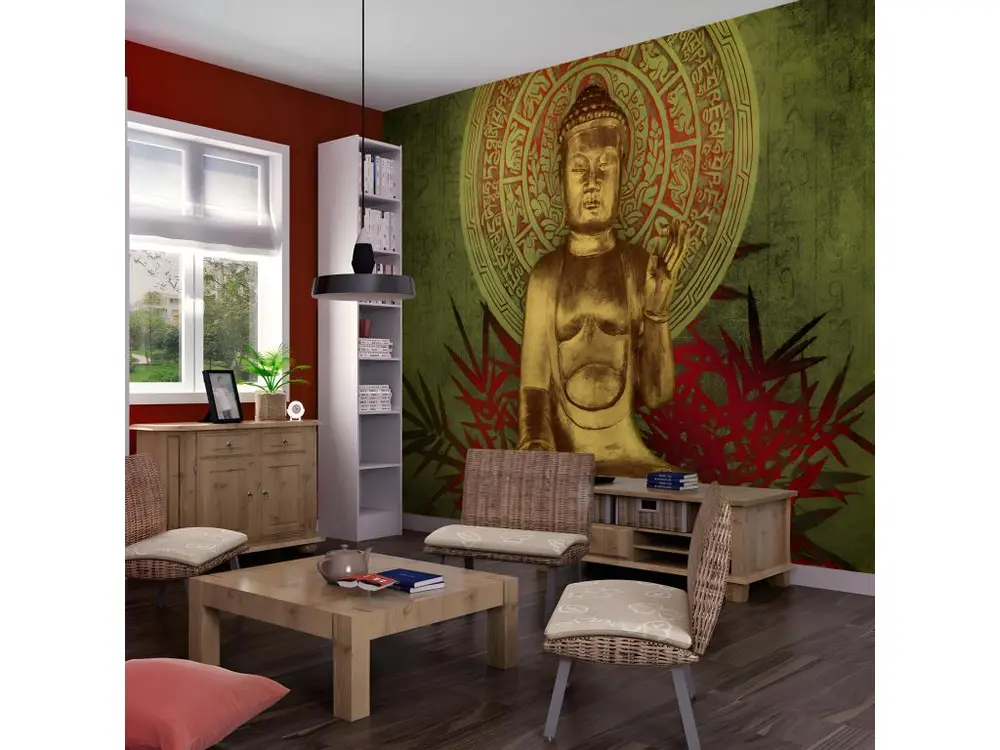 Papier peint intissé Orient Le Bouddha d'or : Taille - 350 x 270 cm