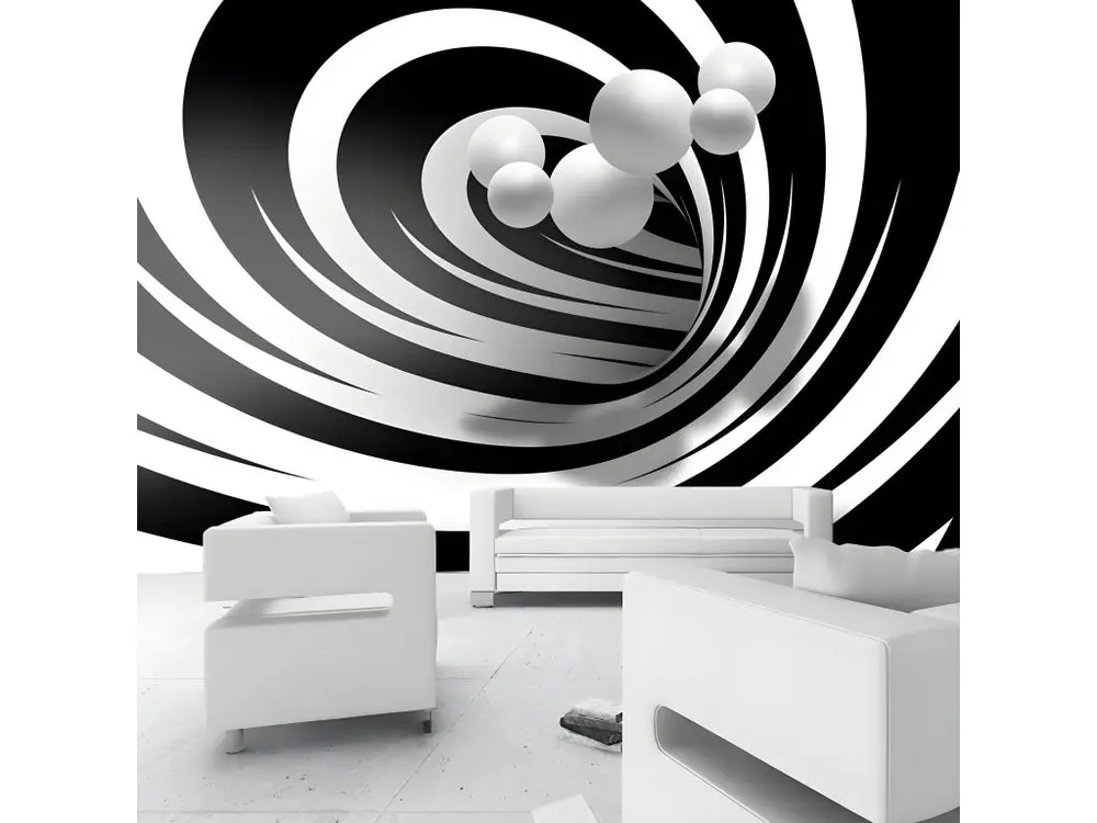 Papier peint intissé Abstractions Twisted In Black & White : Taille - 400 x 280 cm