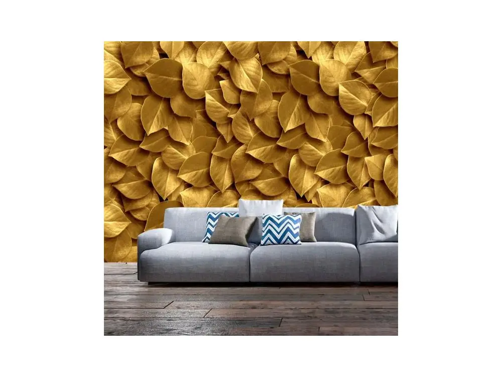 Papier peint intissé Fonds et Dessins Golden Leaves : Taille - 250 x 175 cm