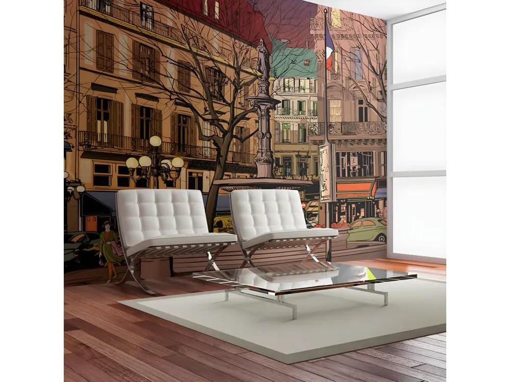 Papier peint intissé Ville et Architecture Walk through the French square : Taille - 400 x 309 cm