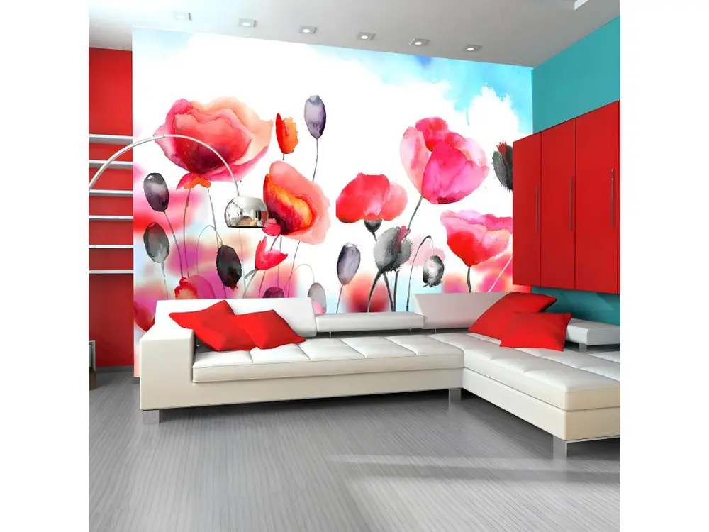 Papier peint intissé Fleurs Swaying with the Wind : Taille - 200 x 140 cm