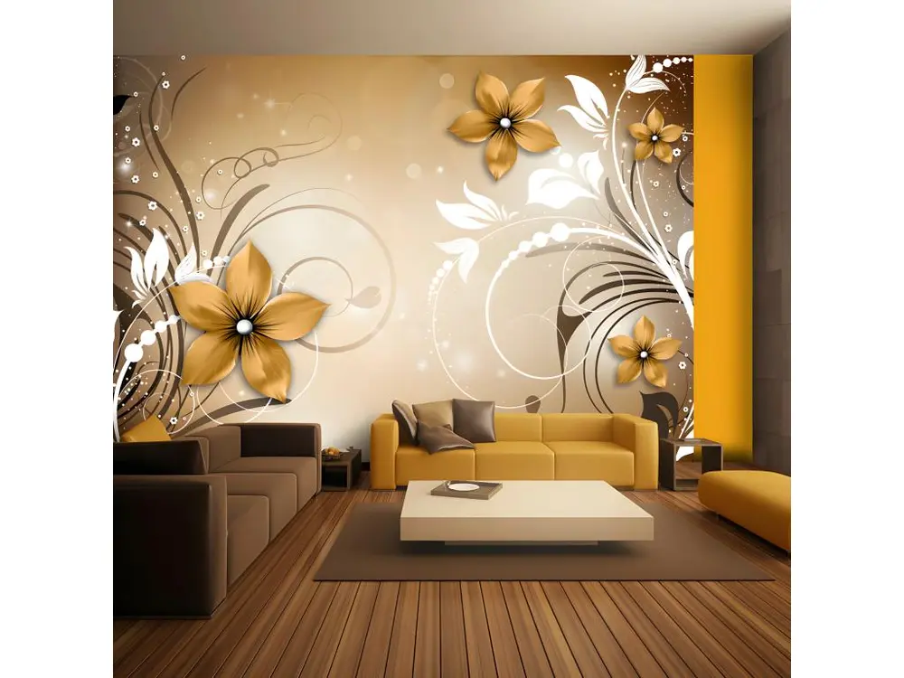 Papier peint intissé Fleurs Brown rhapsody : Taille - 250 x 175 cm