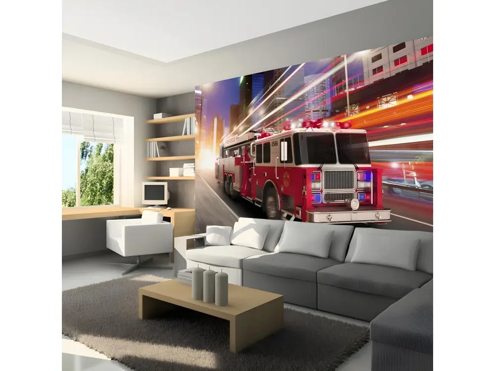 Papier peint intissé Hobby Fire truck : Taille - 250 x 175 cm