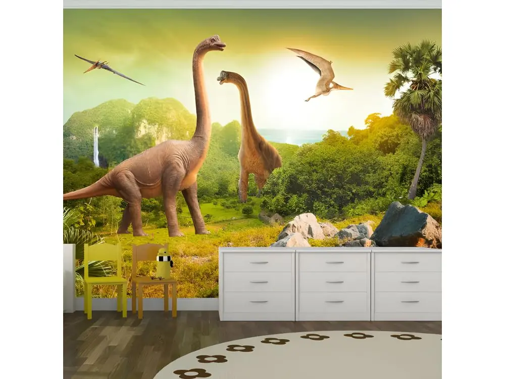 Papier peint intissé Pour enfants Dinosaurs : Taille - 100 x 70 cm