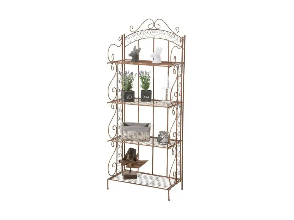 Etagère pour plantes 4 niveaux en fer 153x61x33 cm marron vieilli ETA10018