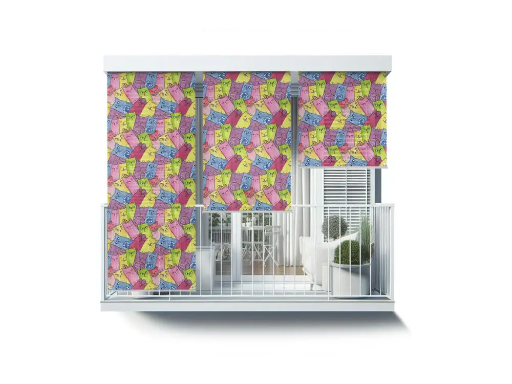 Store enrouleur extérieur unique - 100x180 cm - Fleurs colorées Rideau de balcon, Stores enrouleurs de balcon, Rideau de protection solaire