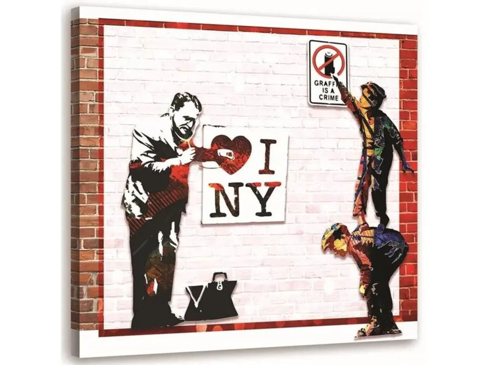 Tableau banksy street art docteur deux garçons - 60 x 60 cm