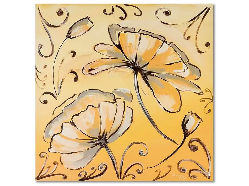 Tableau bois fleurs 2 - 60 x 60 cm