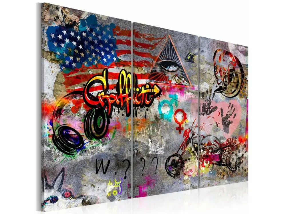 Tableau graffitis américains - 90 x 60 cm