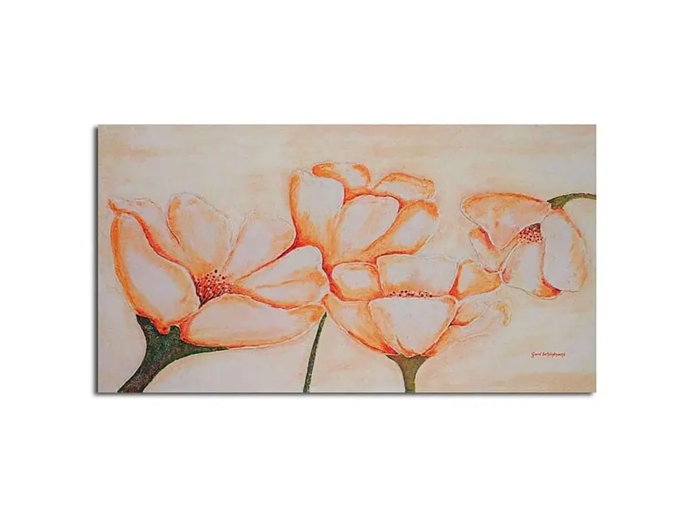 Tableau lumineux fleurs orange - 70 x 50 cm