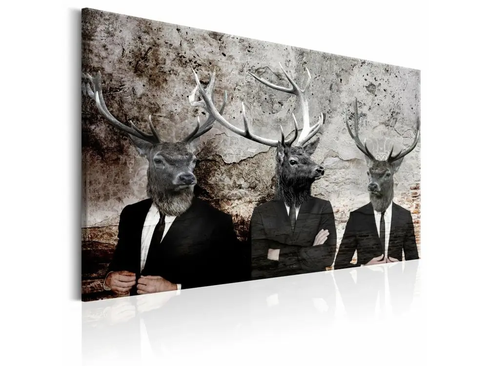 Tableau cerf en costume - 120 x 80 cm