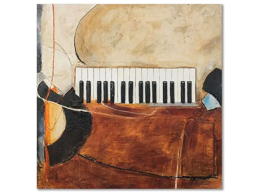 Tableau bois clavier - 50 x 50 cm