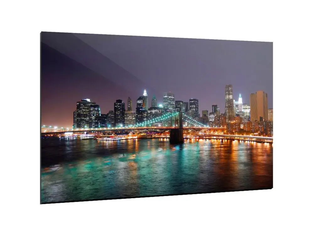 Tableau new york from the bridge by night - 120 x 80 cm