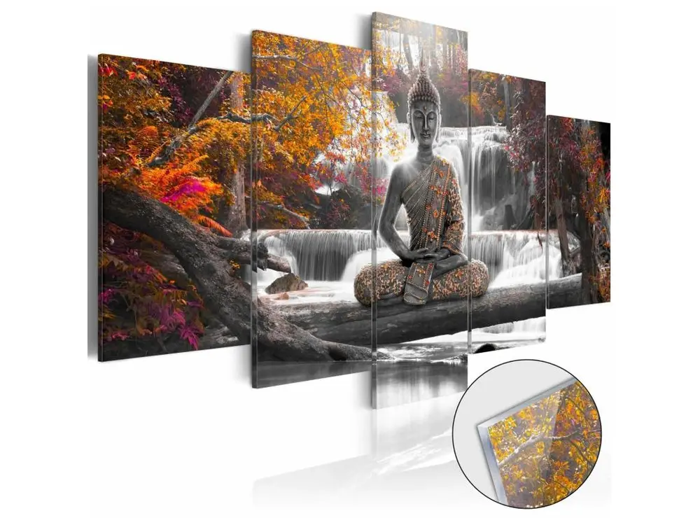 Tableau sur verre bouddha d'automne - 200 x 100 cm