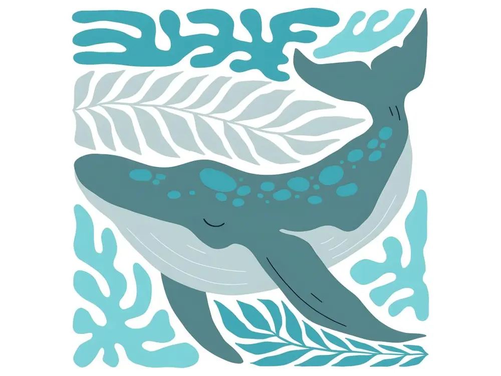 Tableau mural illustration baleine