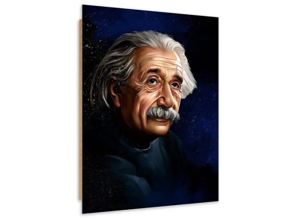 Tableau bois portrait d'Albert Einstein - 40 x 60 cm