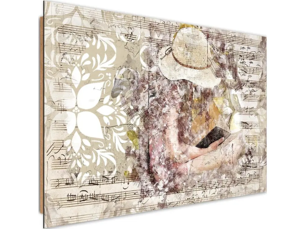 Tableau bois Femme avec livre - 60 x 40 cm