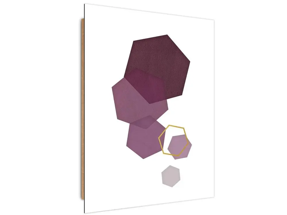 Tableau bois hexagones - 60 x 90 cm