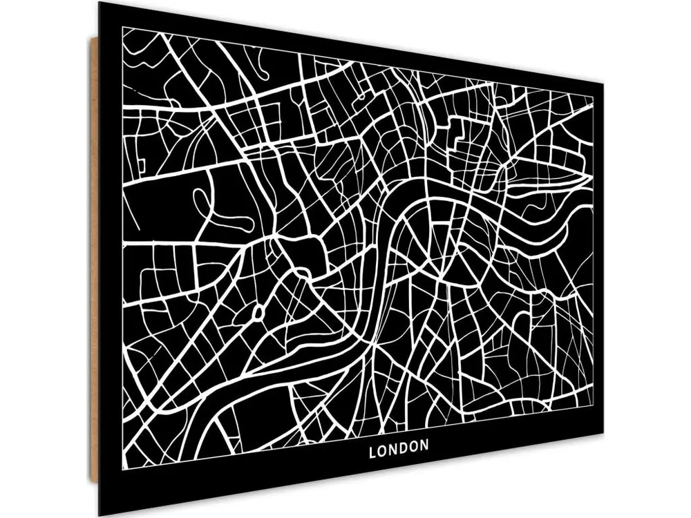 Tableau bois ville londres - 120 x 80 cm