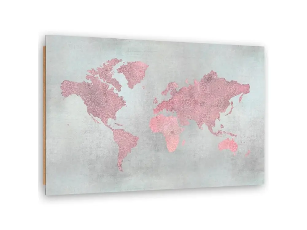 Tableau bois carte du monde - 60 x 40 cm