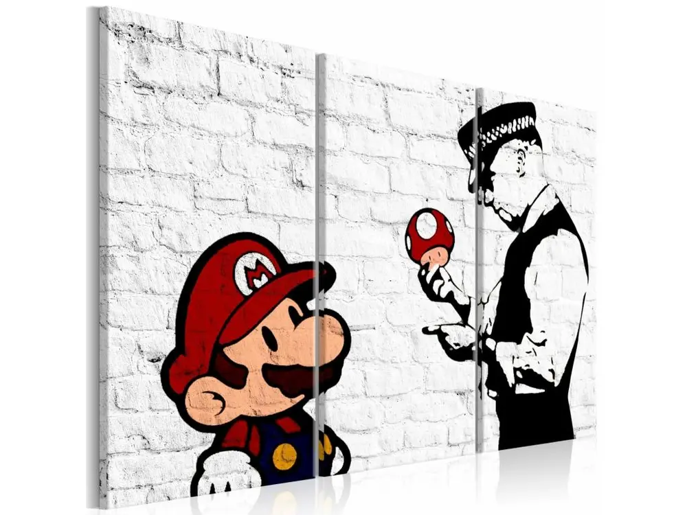 Tableau mario bros banksy II - 90 x 60 cm