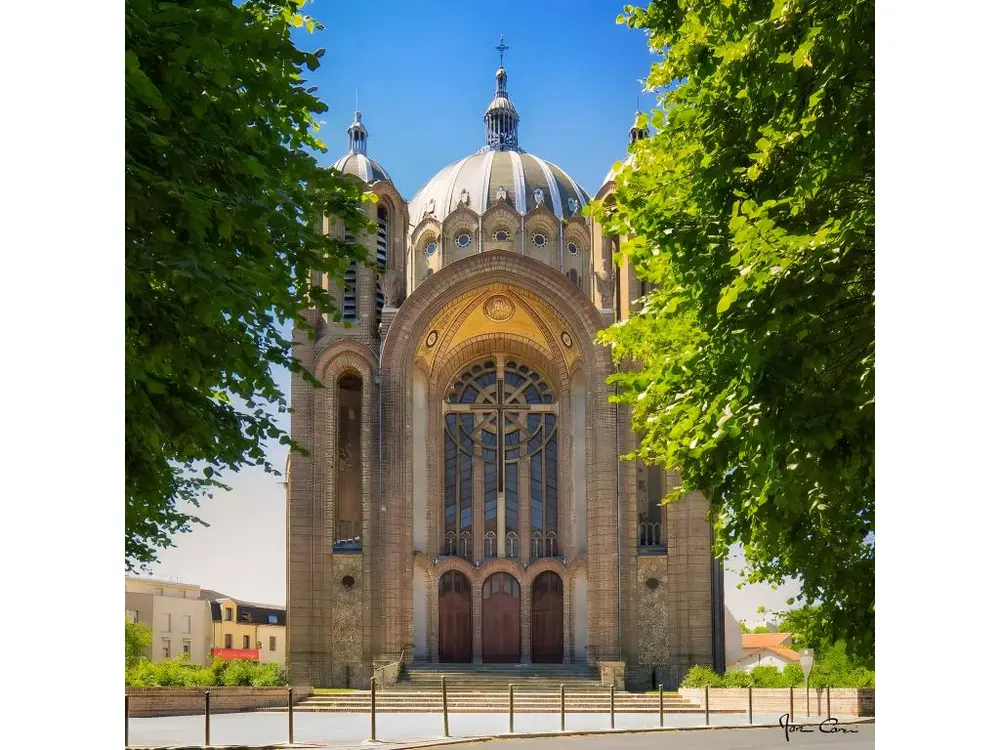 Tableau sur toile basilique Sainte-Clotilde de Reims 65x65 cm