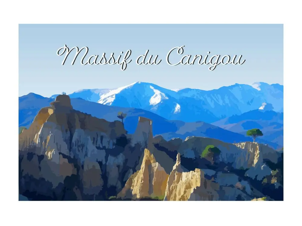 Tableau sur toile illustration Canigou 45x65 cm