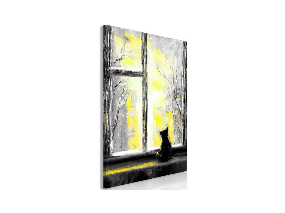 Tableau Longing Kitty 1 Pièce Vertical Yellow : Taille - 60 x 90 cm