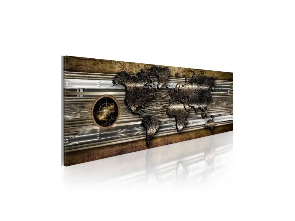 Tableau Cartes du monde The World Of Metal : Taille - 135 x 45 cm