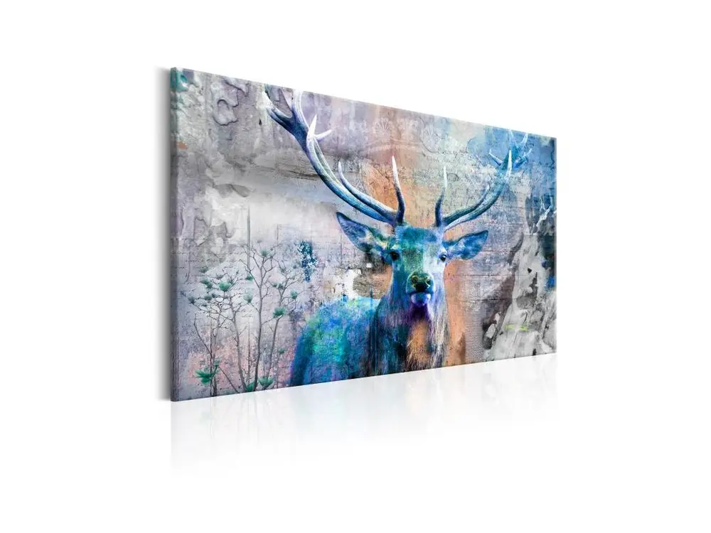 Tableau Blue Deer : Taille - 90 x 60 cm