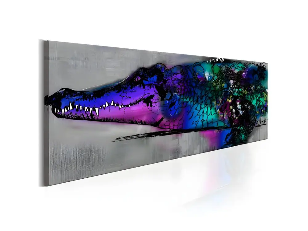 Tableau Blue Alligator : Taille - 135 x 45 cm