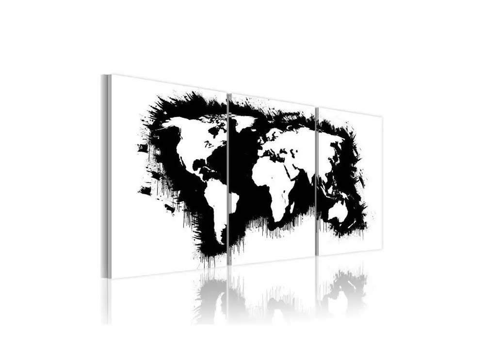 Tableau Cartes du monde Carte du monde en noir et blanc : Taille - 120 x 60 cm