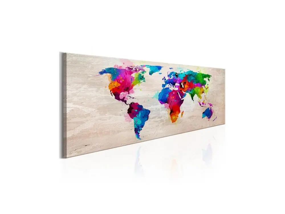 Tableau Cartes du monde World Map: Finesse of Colours : Taille - 135 x 45 cm