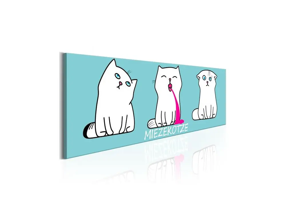 Tableau Miezekotze Cat Trio Blue : Taille - 120 x 40 cm