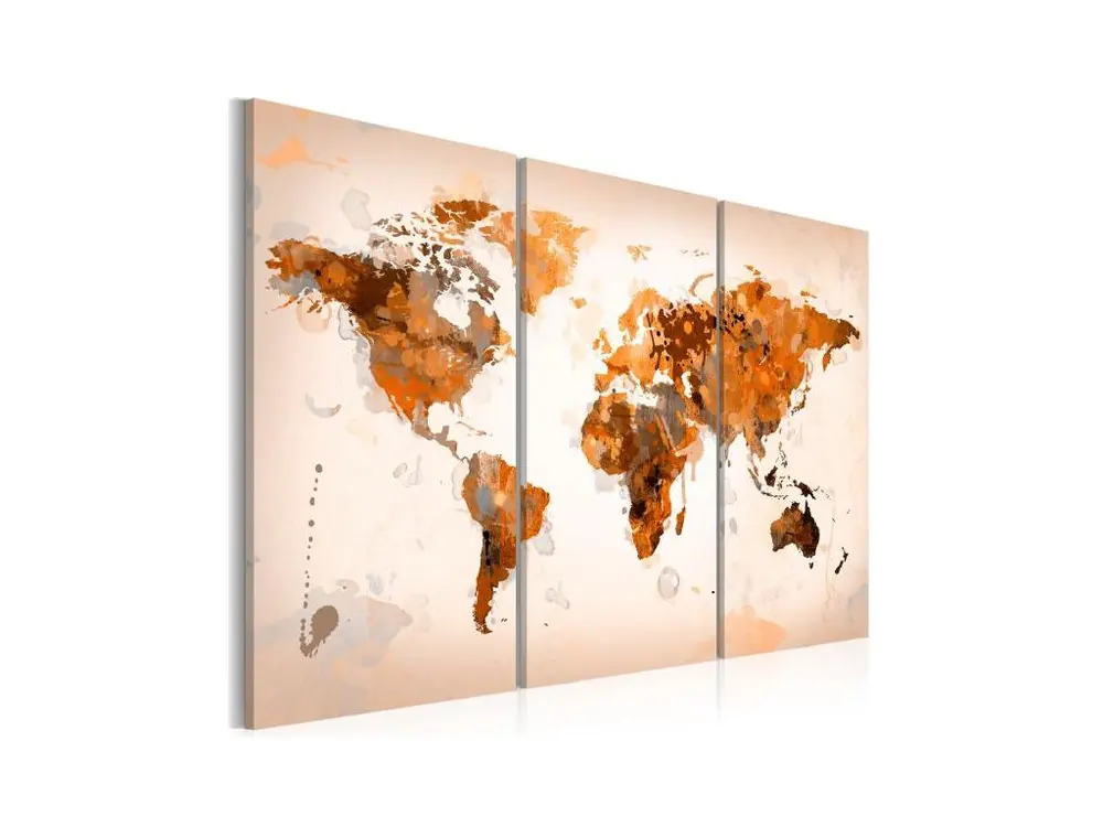 Tableau Cartes du monde Map of the World - Desert storm - triptych : Taille - 90 x 60 cm