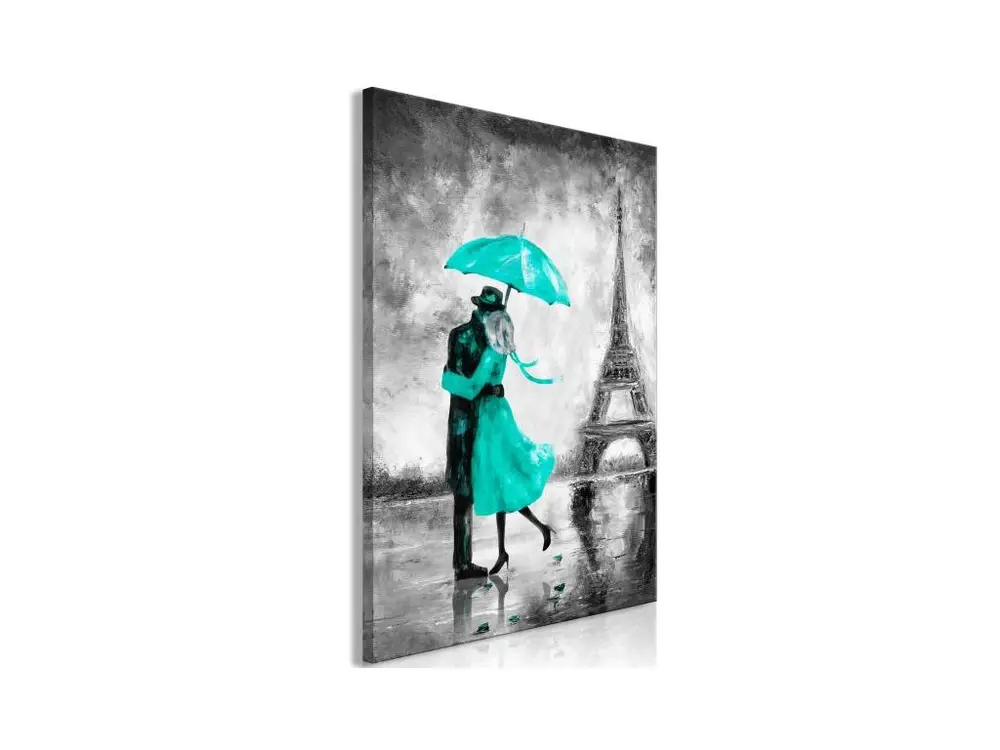 Tableau Villes Paris Fog (1 Part) Vertical Green : Taille - 60 x 90 cm