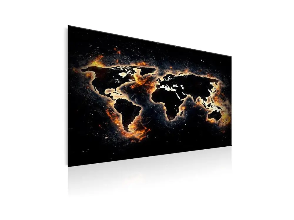 Tableau Cartes du monde Fiery World : Taille - 120 x 80 cm