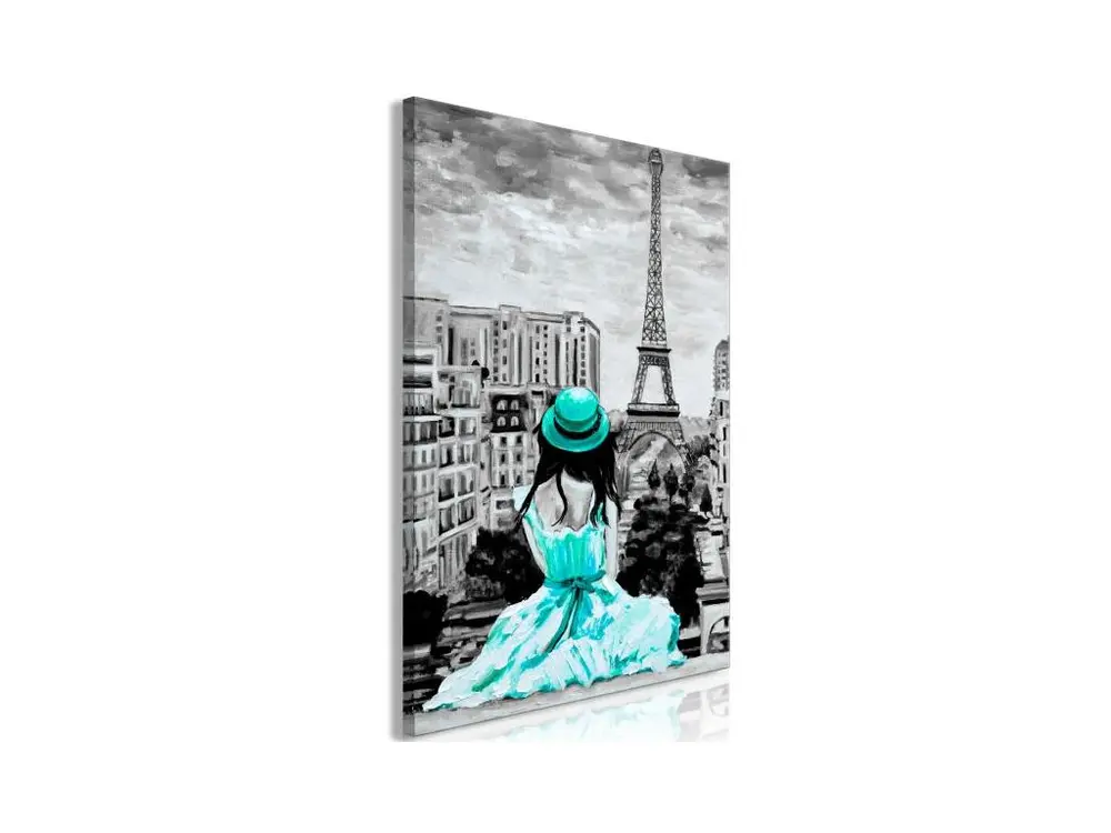 Tableau Villes Paris Colour (1 Part) Vertical Green : Taille - 60 x 90 cm