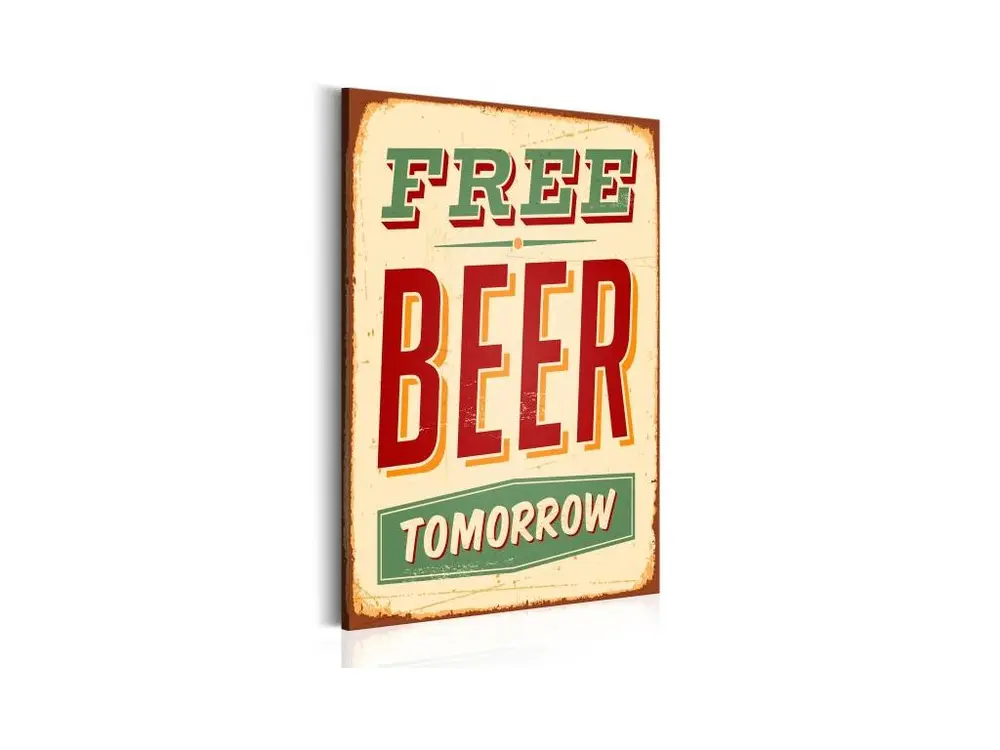 Tableau Vintage Free Beer Tomorrow : Taille - 80 x 120 cm