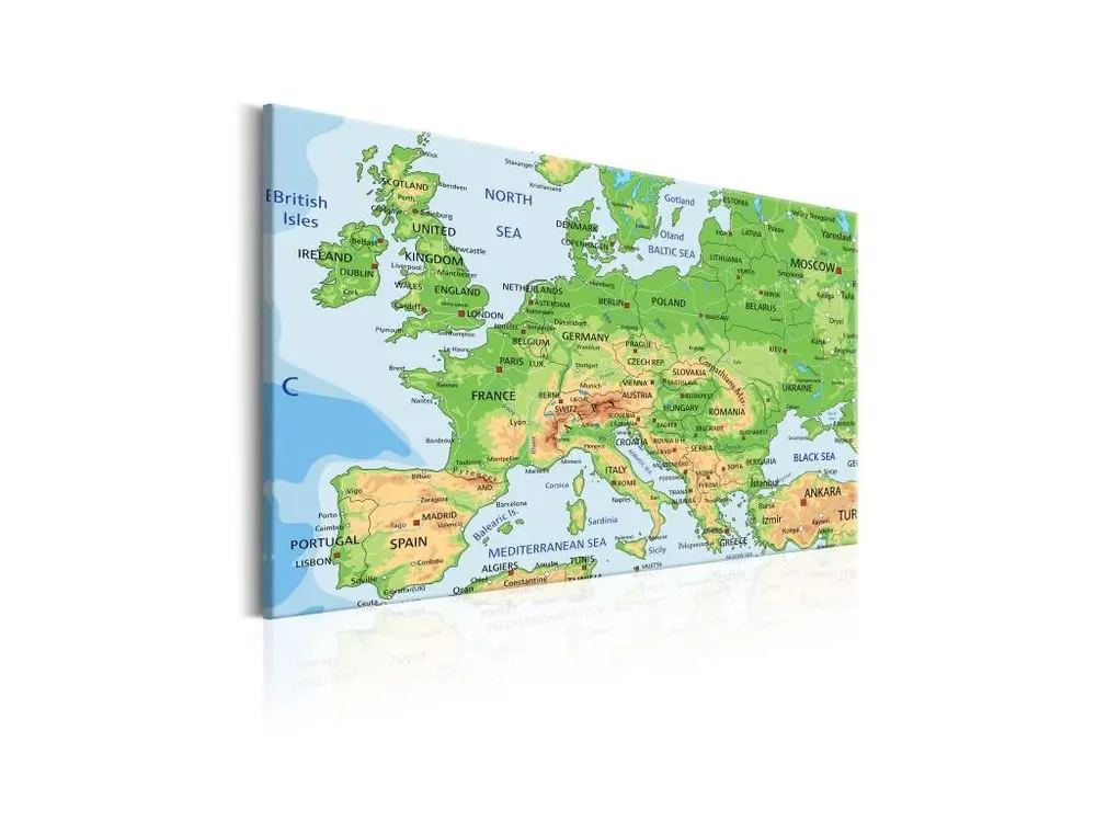 Tableau Cartes du monde Map of Europe : Taille - 90 x 60 cm