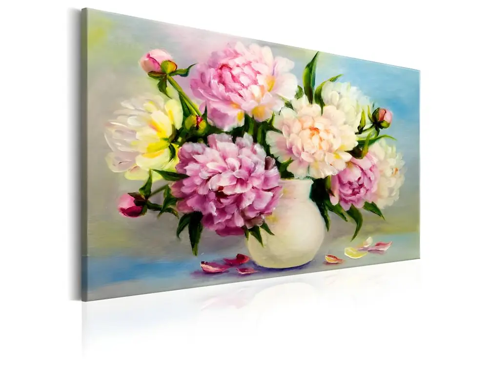 Tableau Fleurs Peonies: Bouquet of Happiness : Taille - 120 x 80 cm