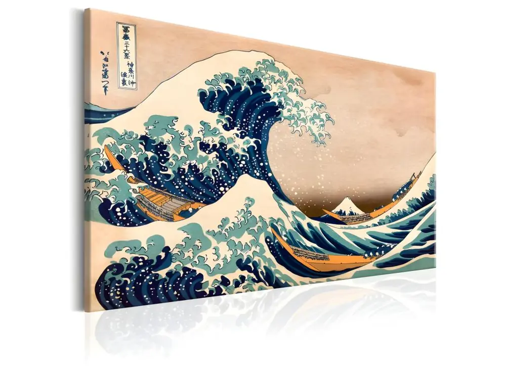 Tableau stylisé The Great Wave off Kanagawa (Reproduction) : Taille - 60 x 40 cm