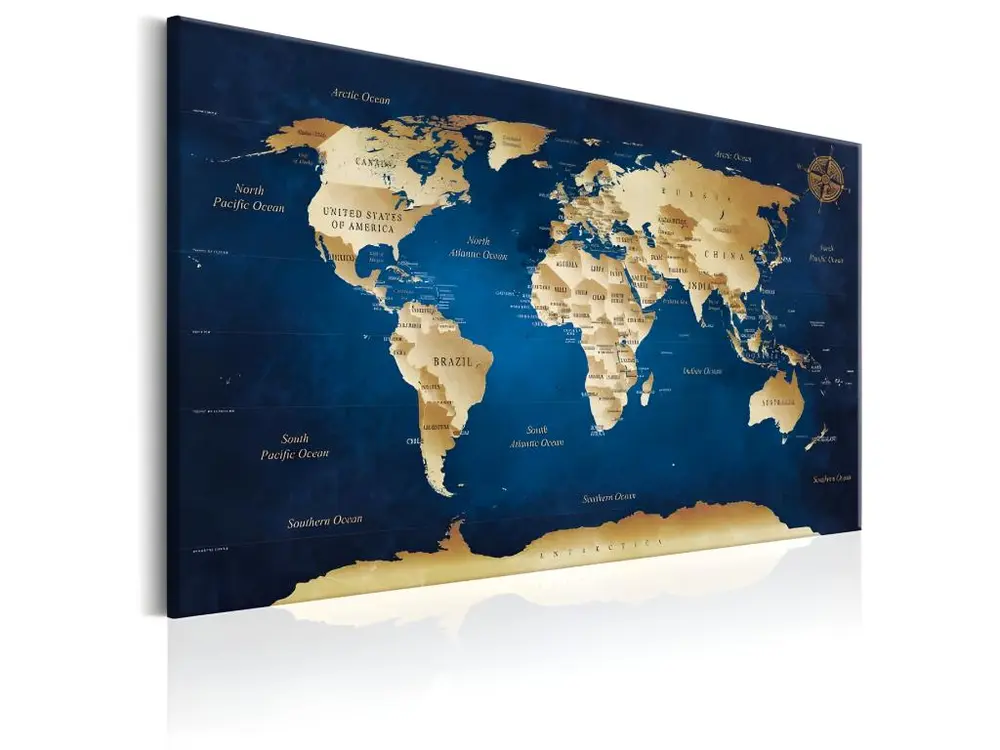 Tableau Cartes du monde World Map: The Dark Blue Depths : Taille - 120 x 80 cm