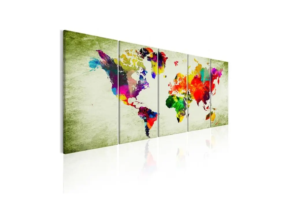 Tableau Cartes du monde Colourful Continents : Taille - 225 x 90 cm