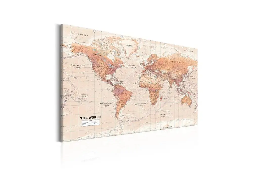 Tableau Cartes du monde World Map: Orange World : Taille - 90 x 60 cm