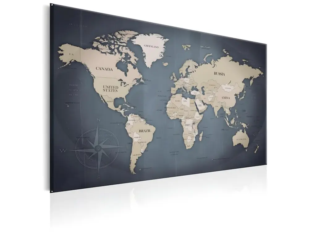 Tableau Cartes du monde World Map: Shades of Grey : Taille - 120 x 80 cm